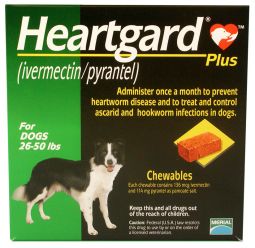 1 MONTH Heartgard Plus Green for Dogs 26-50 lbs