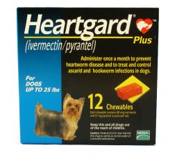 12 MONTH Heartgard Plus Blue for Dogs up to 25 lbs