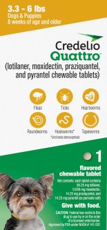 Credelio Quattro For Dogs 3.3 - 6 lbs 1 Month