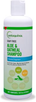 Vetoquinol Aloe & Oatmeal Shampoo Formula with Coconut Scent for Dogs & Cats 16oz