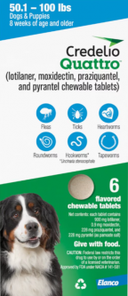 Credelio Quattro For Dogs 50.1 - 100 lbs 6 Month