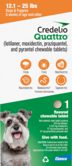 Credelio Quattro For Dogs 12.1 - 25 lbs 1 Month