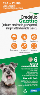 Credelio Quattro For Dogs 12.1 - 25 lbs 6 Month