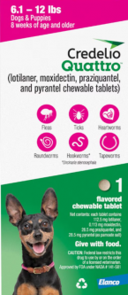 Credelio Quattro For Dogs 6.1 - 12 lbs 1 Month