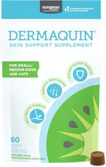 Dermaquin Skin Support Supplement for Small to Medium Dogs and Cats 60 Soft Chews