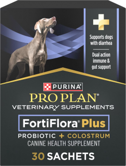 FortiFlora Plus Probiotic & Colostrum Digestive Supplement for Dogs 30 Count