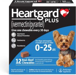 Heartgard Plus Blue for Dogs up to 25 lbs 12 Month