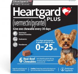 Heartgard Plus Blue for Dogs up to 25 lbs 6 Month