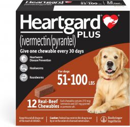 Heartgard Plus Brown for Dogs 51-100 lbs 12 Month