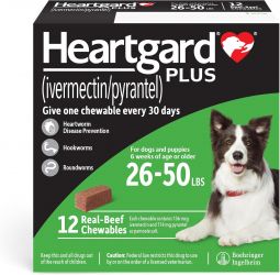 Heartgard Plus Green for Dogs 26-50 lbs 12 Month
