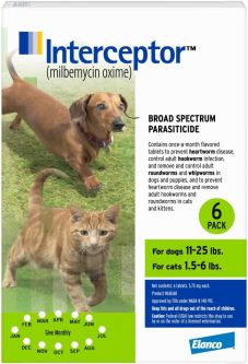 Interceptor For Dogs 11-25 lbs and Cats 1.5-6 lbs 6 Month