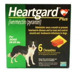 6 MONTH Heartgard Plus Green for Dogs 26-50 lbs