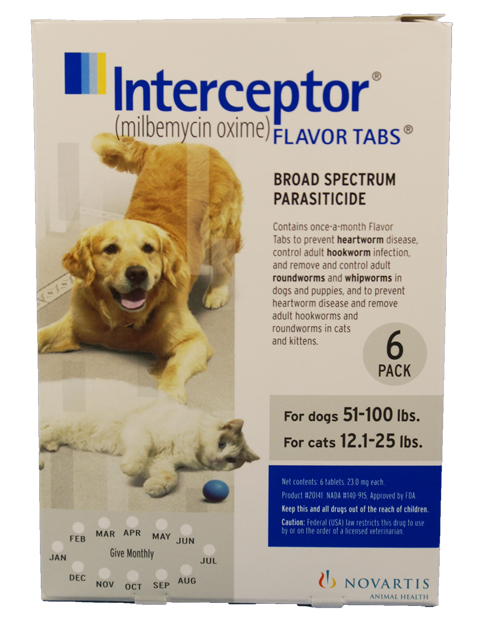 1 MONTH Interceptor For Dogs 51100lbs and Cats 12.125lbs