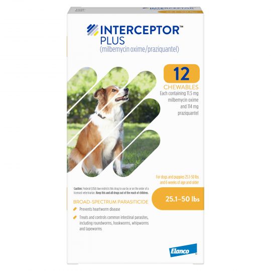Interceptor Plus For Dogs 25 50 Lbs 12 Month