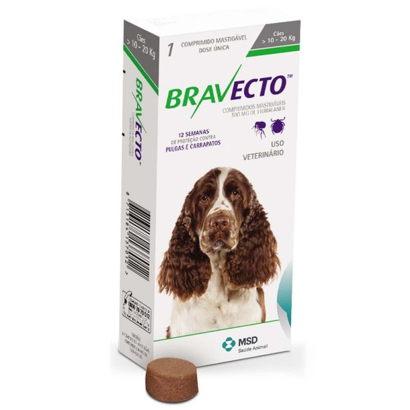 Bravecto 500 mg for dogs 22-44 lbs 3 TABLETS