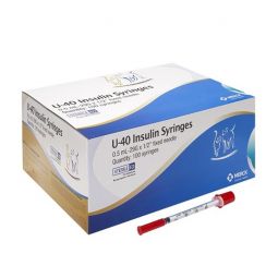 Vetsulin U-40 Insulin Syringes 1/2cc 29g x 0.5'' 100 Count