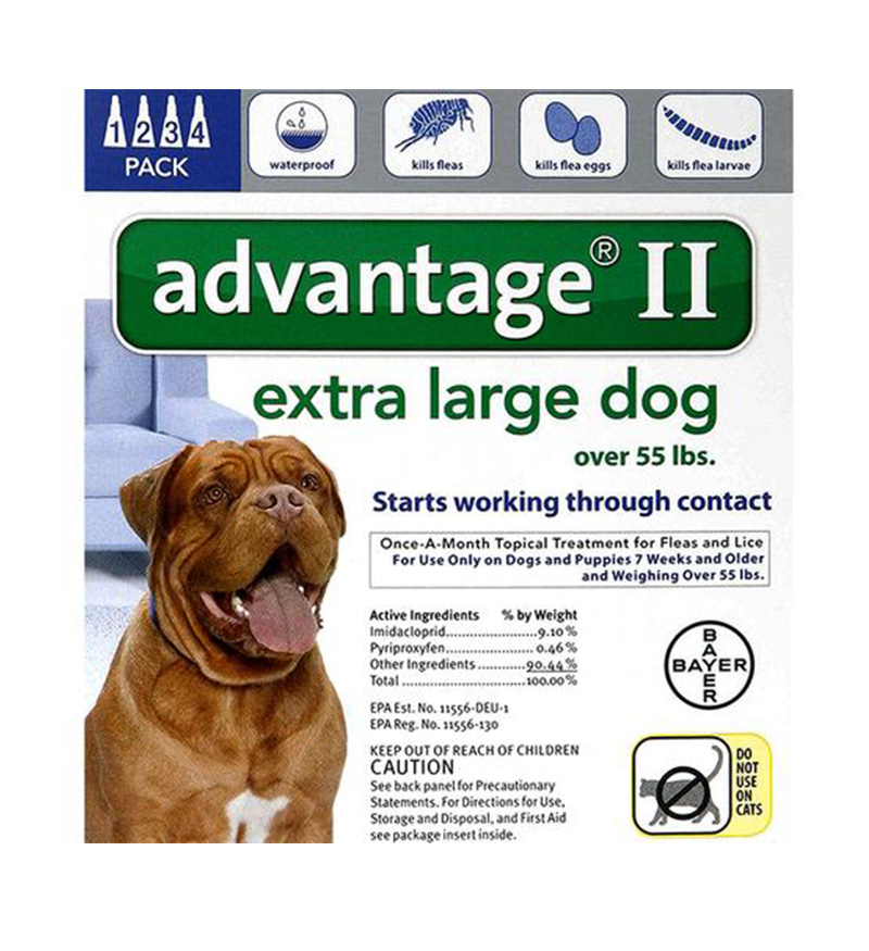 4 MONTH Advantage II Flea Control for Dogs Over 55 lbs