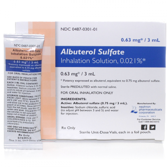 Albuterol nebulizer cost