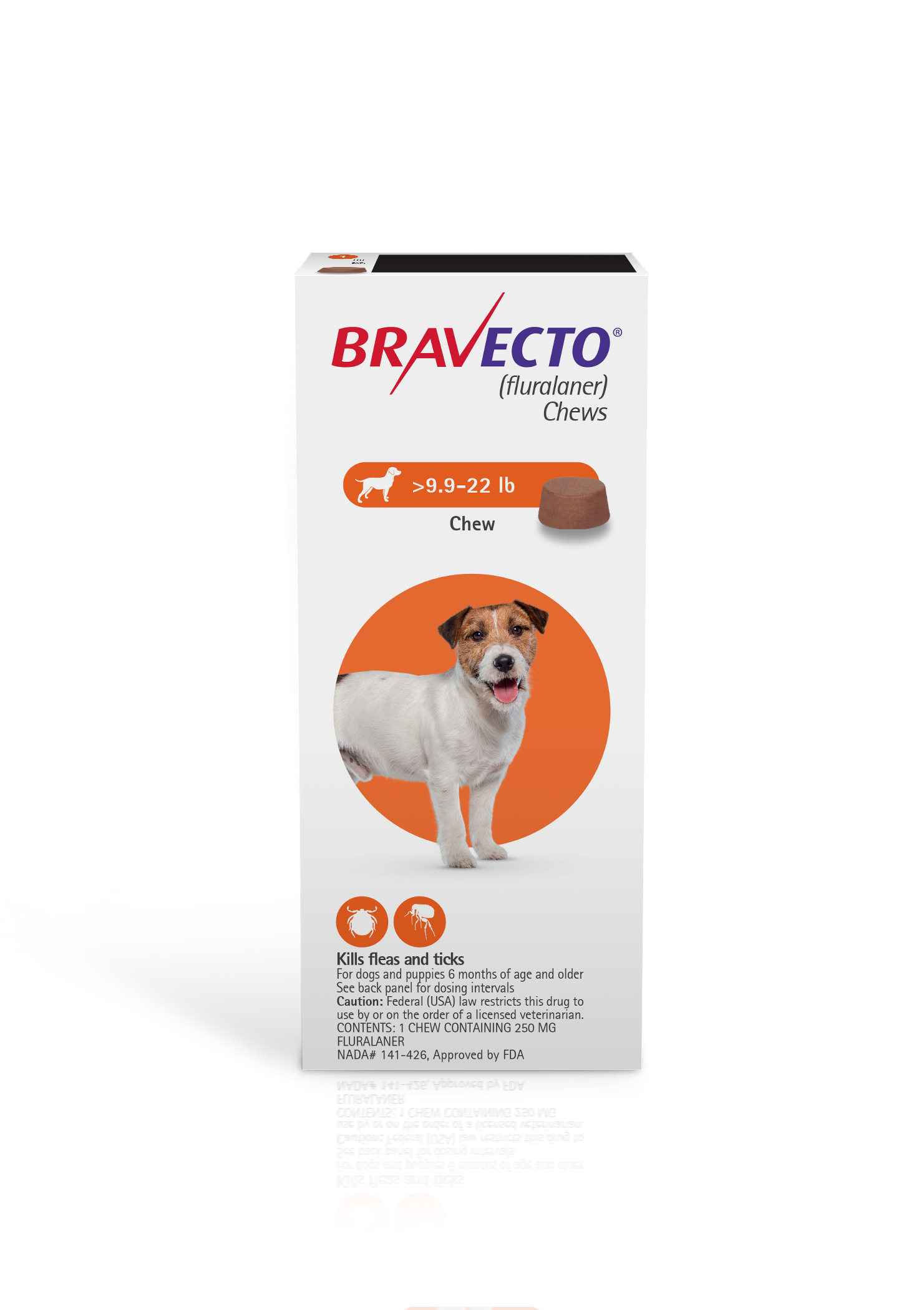 Bravecto 250 mg for dogs 9.9-22 lbs 1 Chew