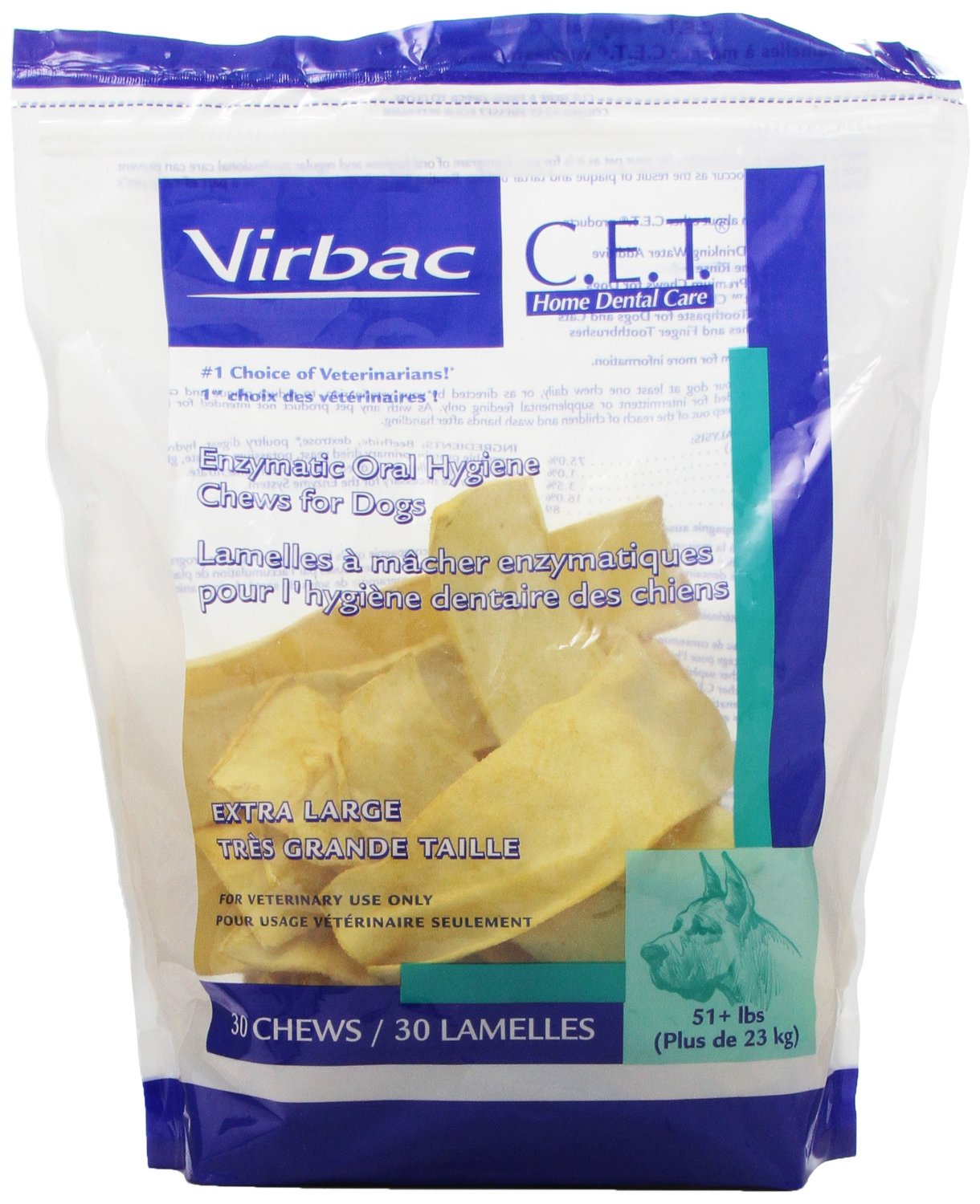 C.E.T. Enzymatic Oral Hygiene Chews for Dogs XL 30 ct