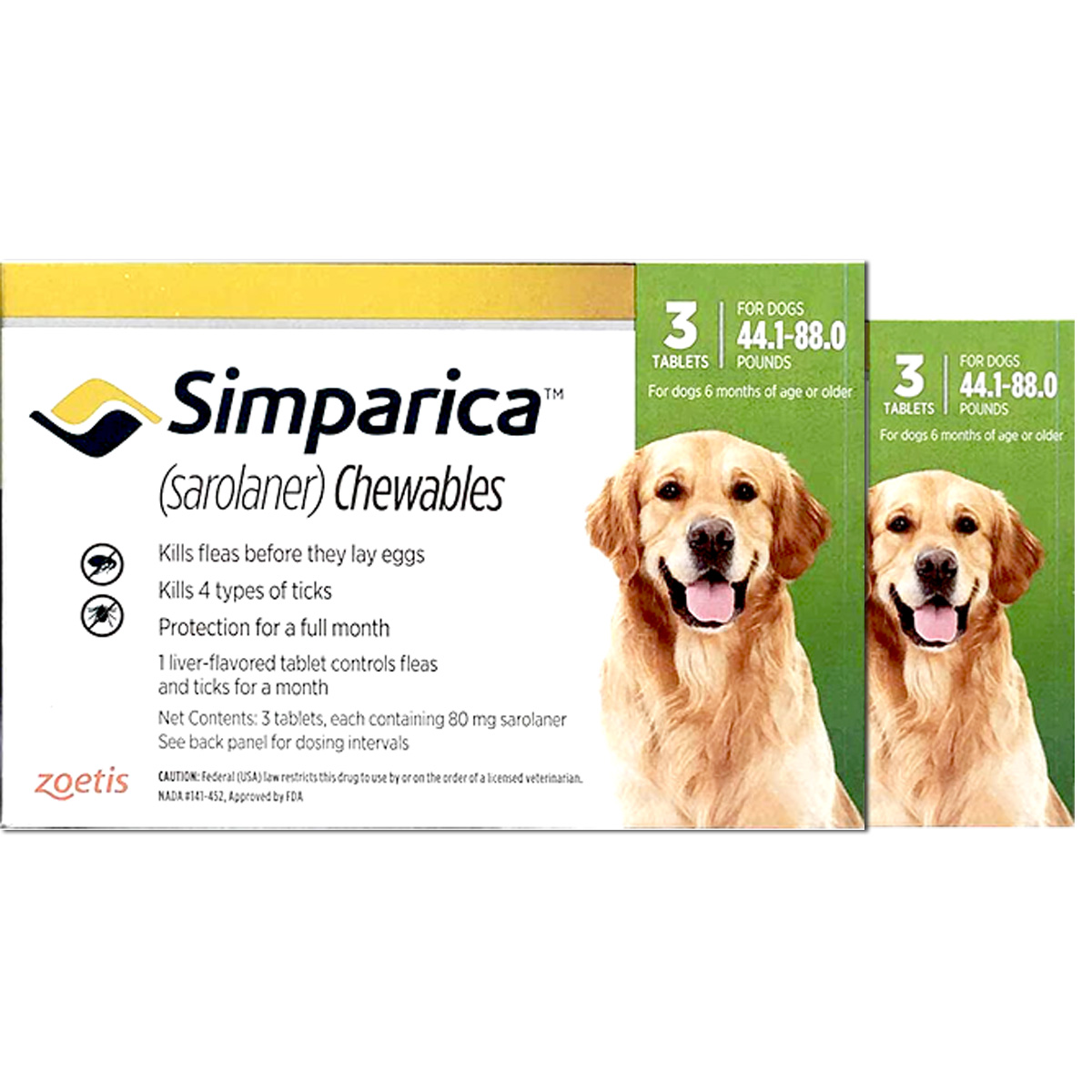 Simparica Trio For Dogs 44.1 88 Lbs Green