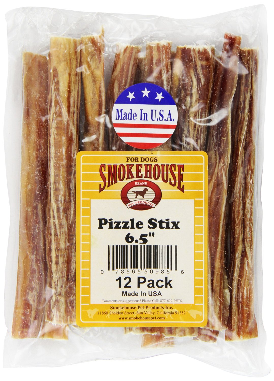 Smokehouse Pizzle Sticks 61/2Inch Dog Treats, 12Pack